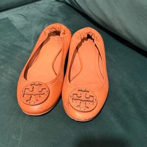 Tory Burch Tan Mini Travel Ballet Flats